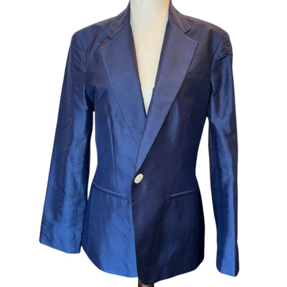 Lauren Ralph Lauren Navy Blue Silk Blazer - Picture 3 of 4